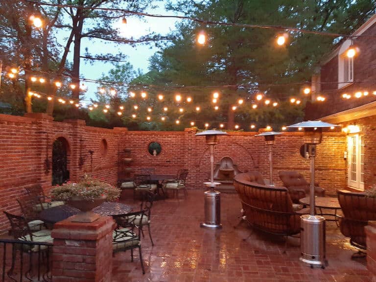 bistro lights over patio