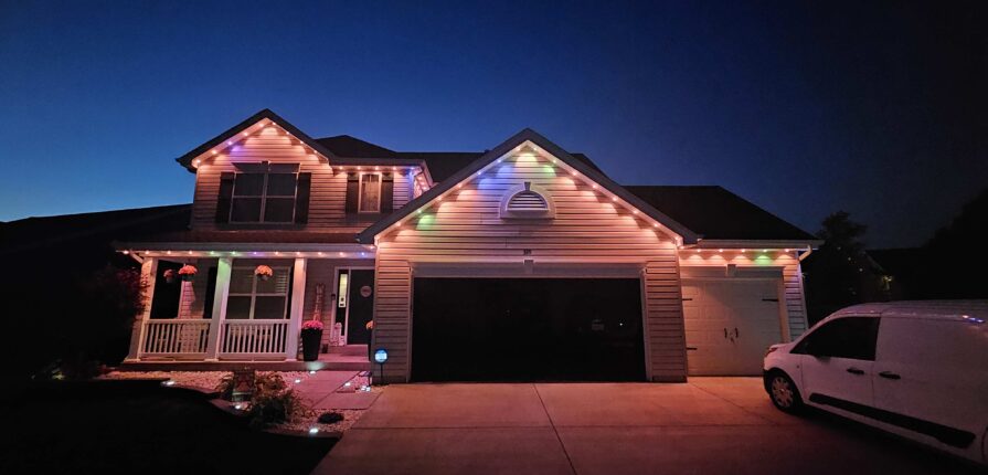 House decorated with holiday lights